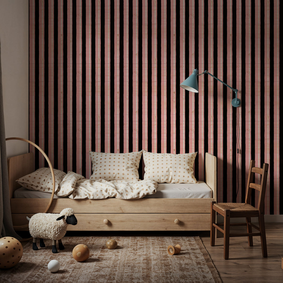 Mystical Stripes Pink Mural Wallpaper - room preview 06