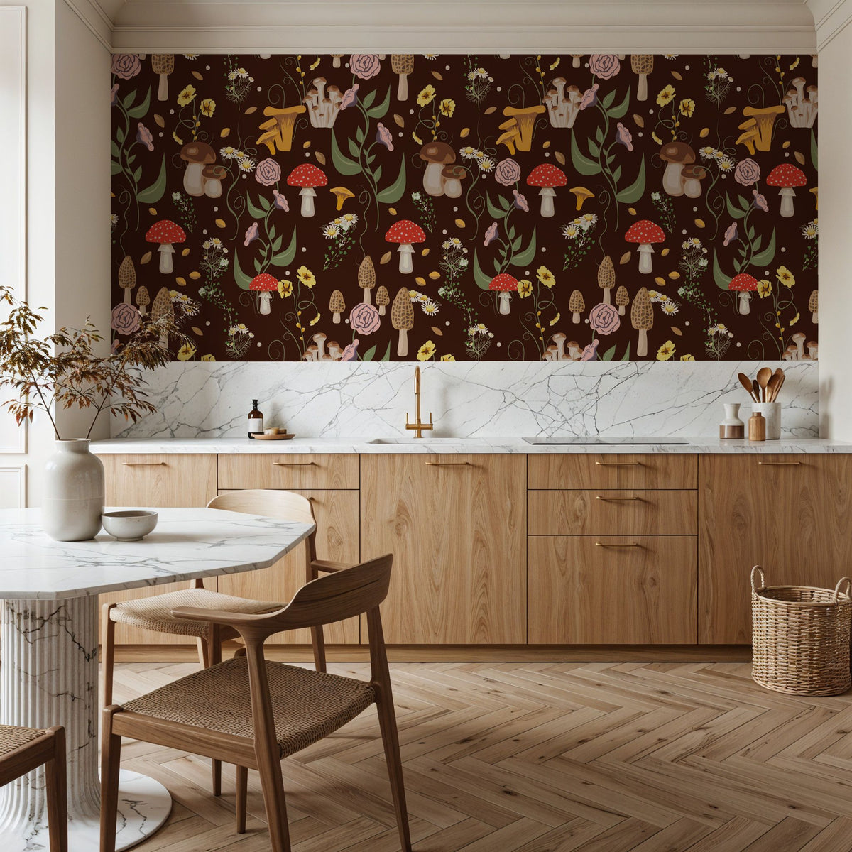 Mushroom Magic, Chocolate Mural Wallpaper - room preview 06