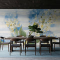 Lilac on Blue Stripe Mural Wallpaper - room preview 06