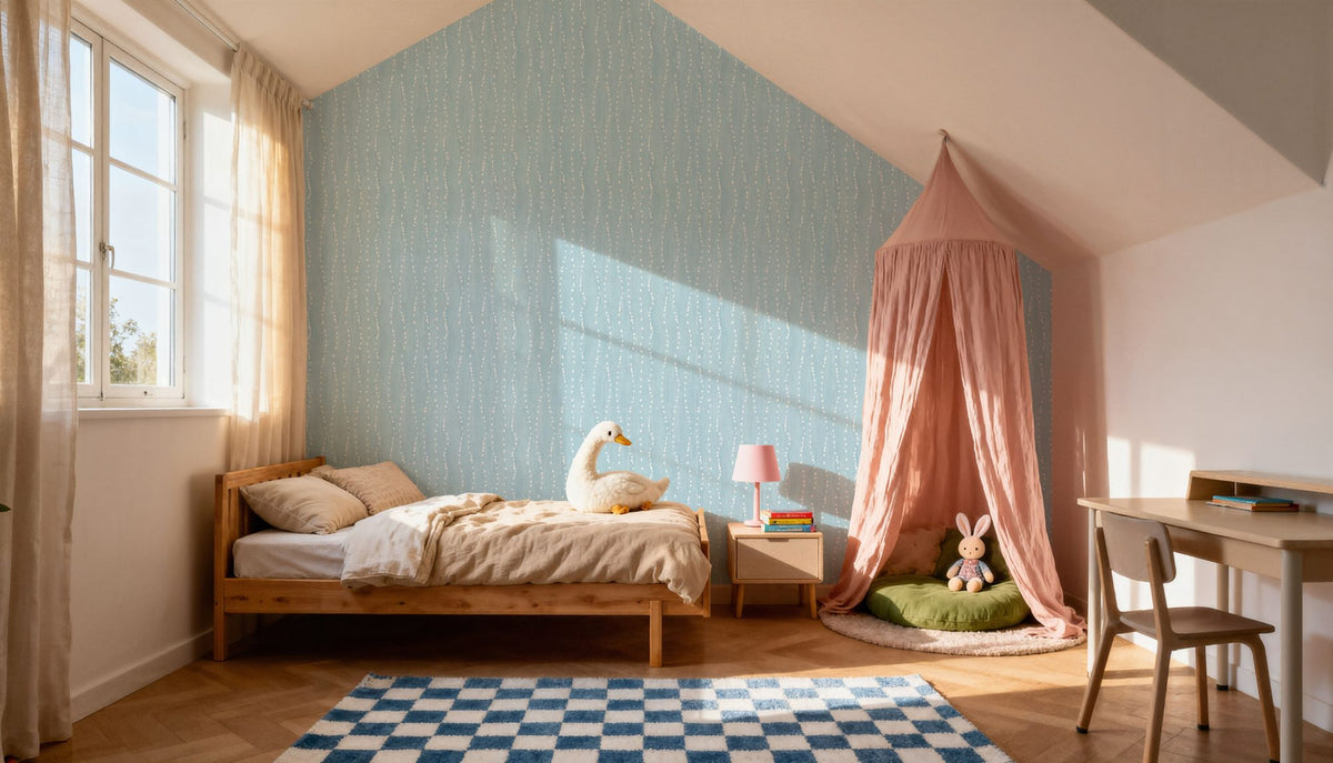 Coastal Dripping Light Blue Mural Wallpaper - room preview 06
