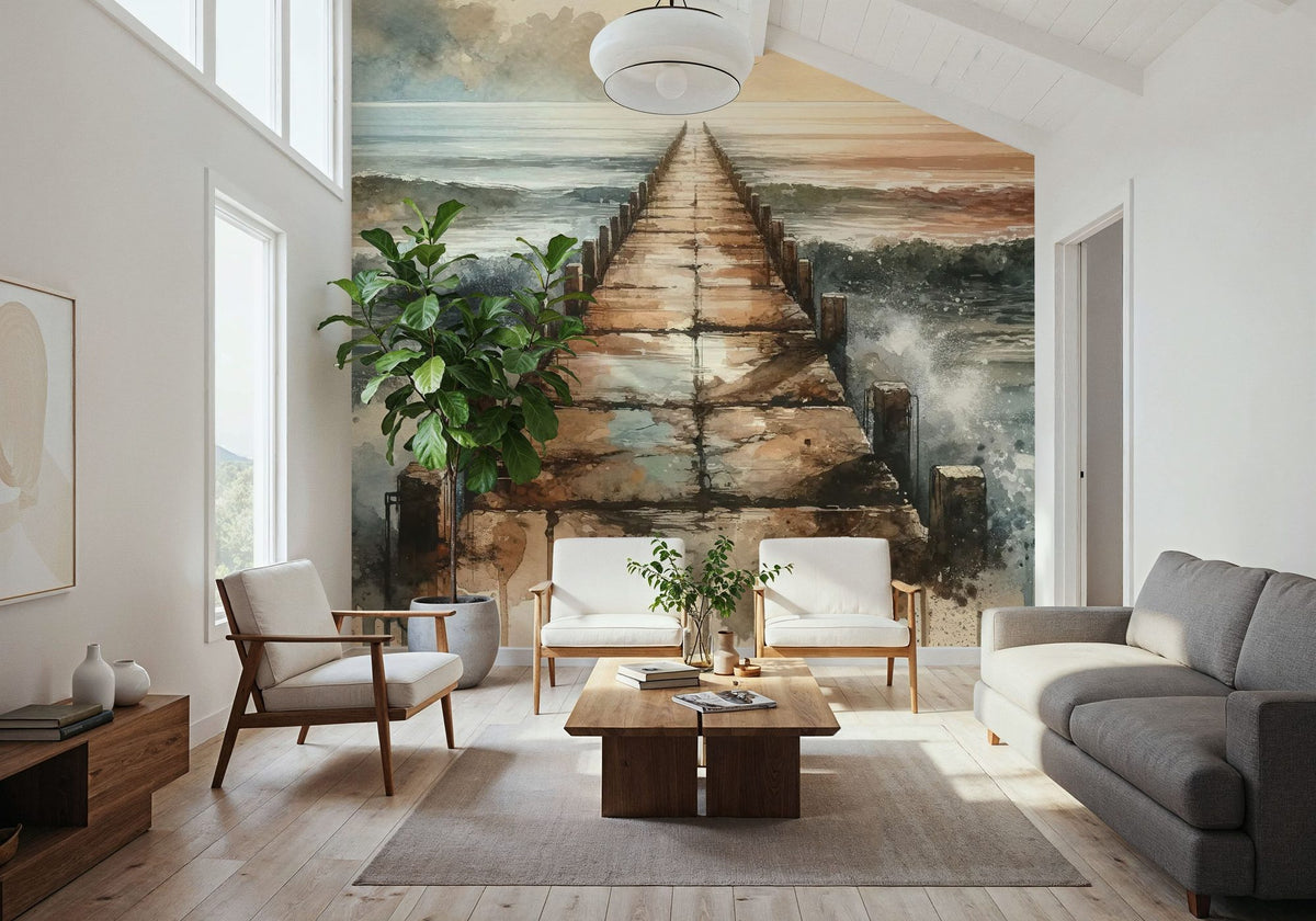 Endless Pier Into the Horizon Mural Wallpaper - room preview 06