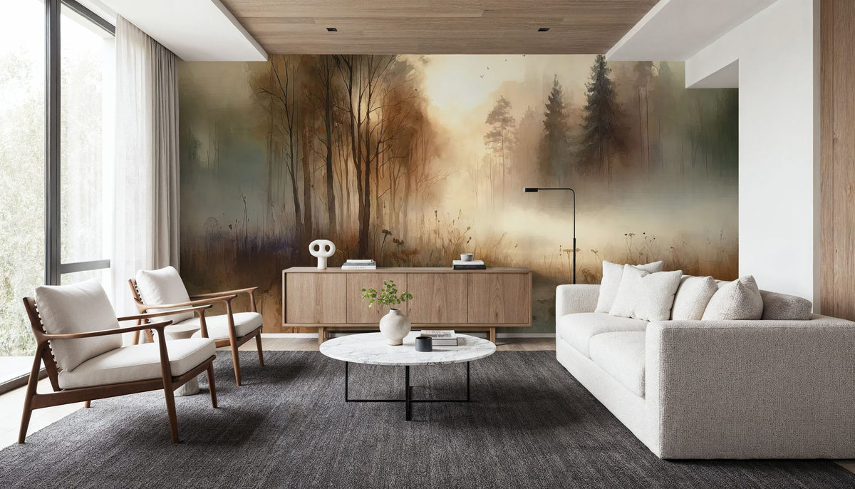 Misty Forest Escape Mural Wallpaper - room preview 06