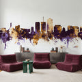 Tucson Arizona Skyline Purple & Gold Mural Wallpaper - room preview 06