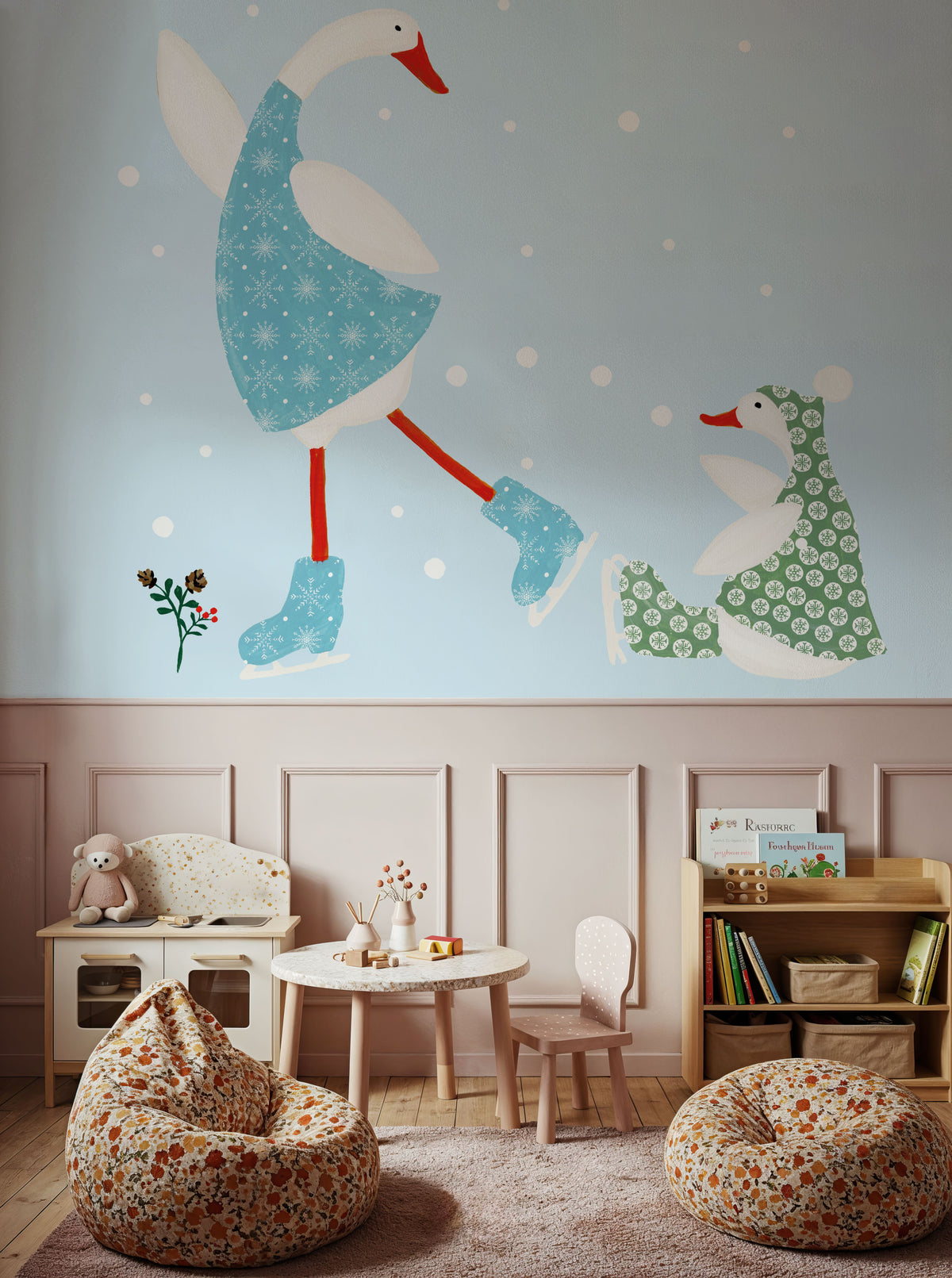 Ducks in the Snow III Mural Wallpaper - room preview 06