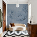 Transcendent Peony, Periwinkle Mural Wallpaper - room preview 06