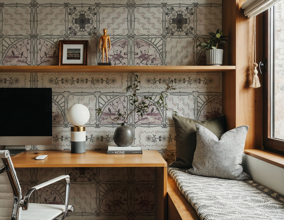 Sakura & Bird, Rose Mural Wallpaper - room preview 06