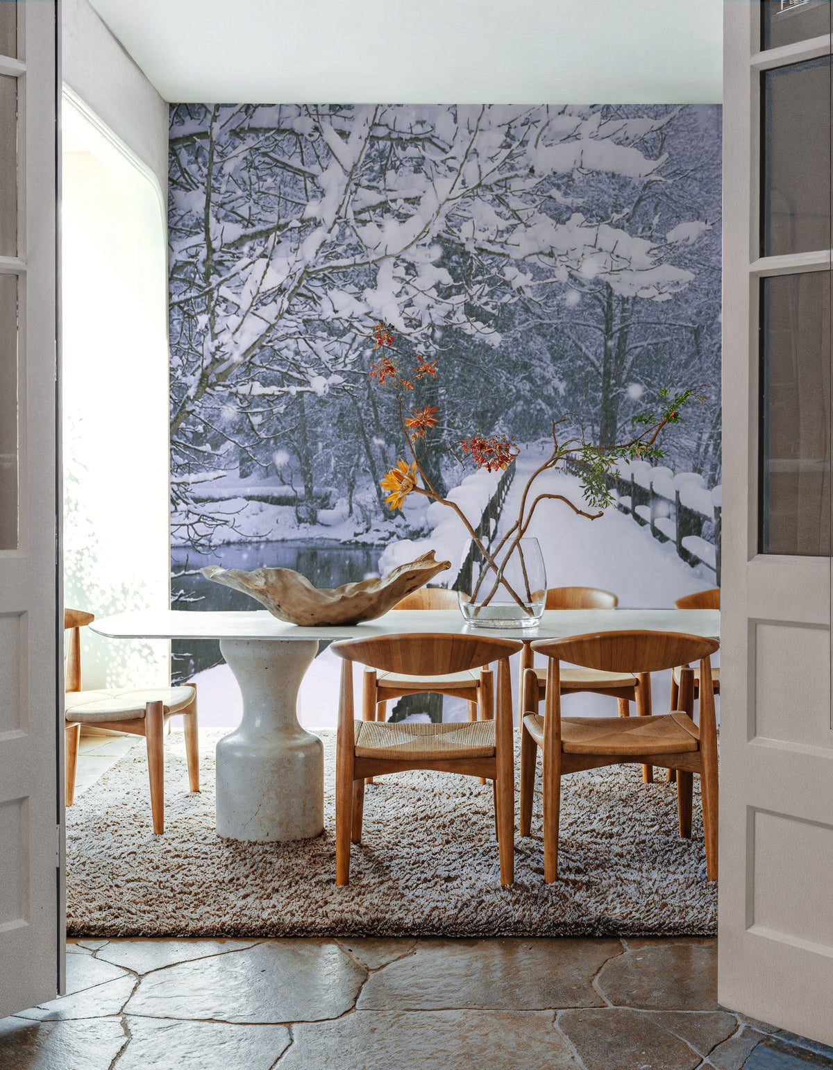 Winter Bridge Serenity Mural Wallpaper - room preview 06