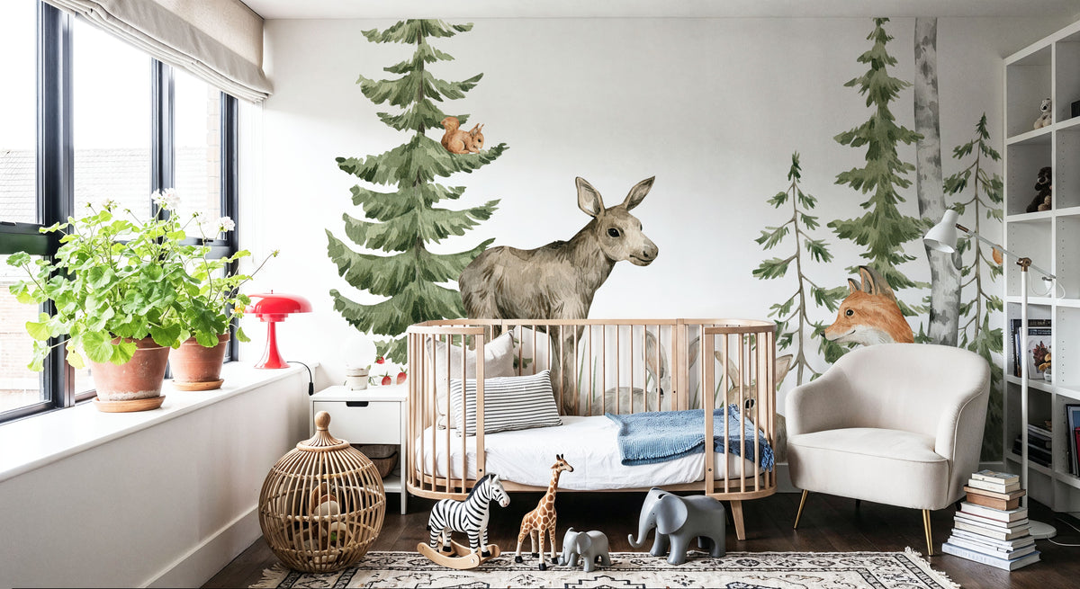 Fir Forest Pals Mural Wallpaper - room preview 06