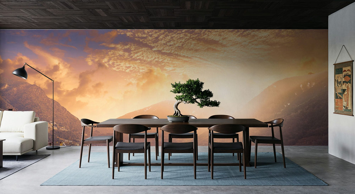 Mountain Twilight Village Mural Wallpaper - room preview 06