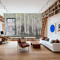 Soft Birches Charcoal Mural Wallpaper - room preview 06