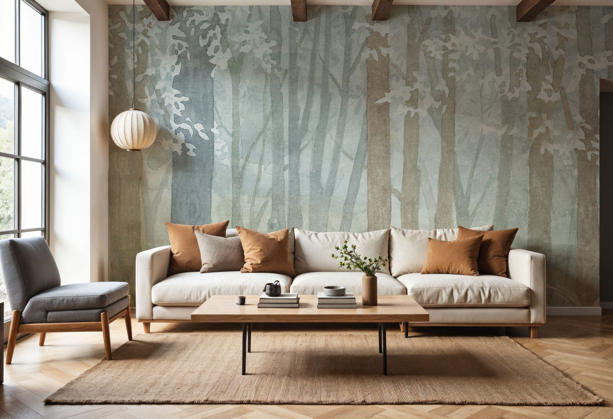 Winter Woodland Mural Wallpaper - room preview 06