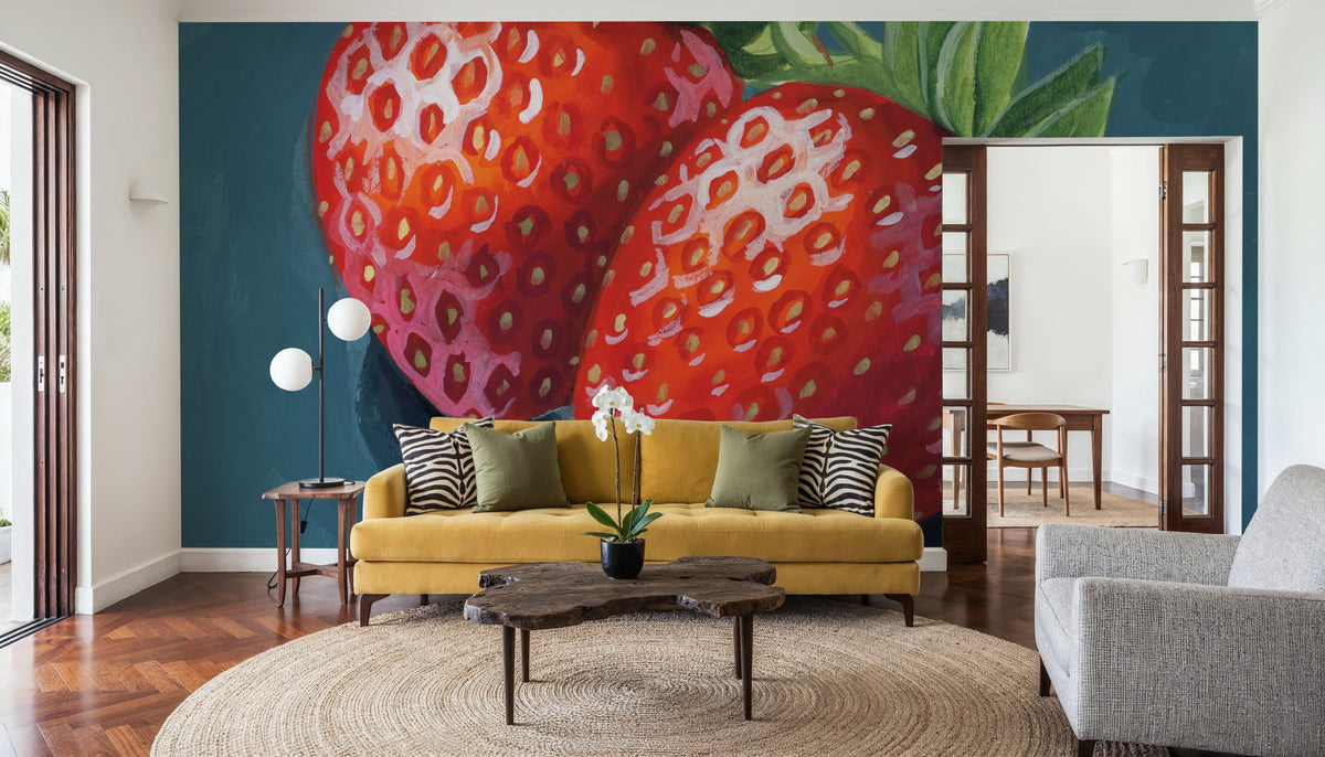 Strawberry Couple Portrait Mural Wallpaper - room preview 06