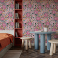 Pink Floral Fireworks Mural Wallpaper - room preview 06
