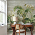Greenhouse Orchids on Wood V2 Mural Wallpaper - room preview 06