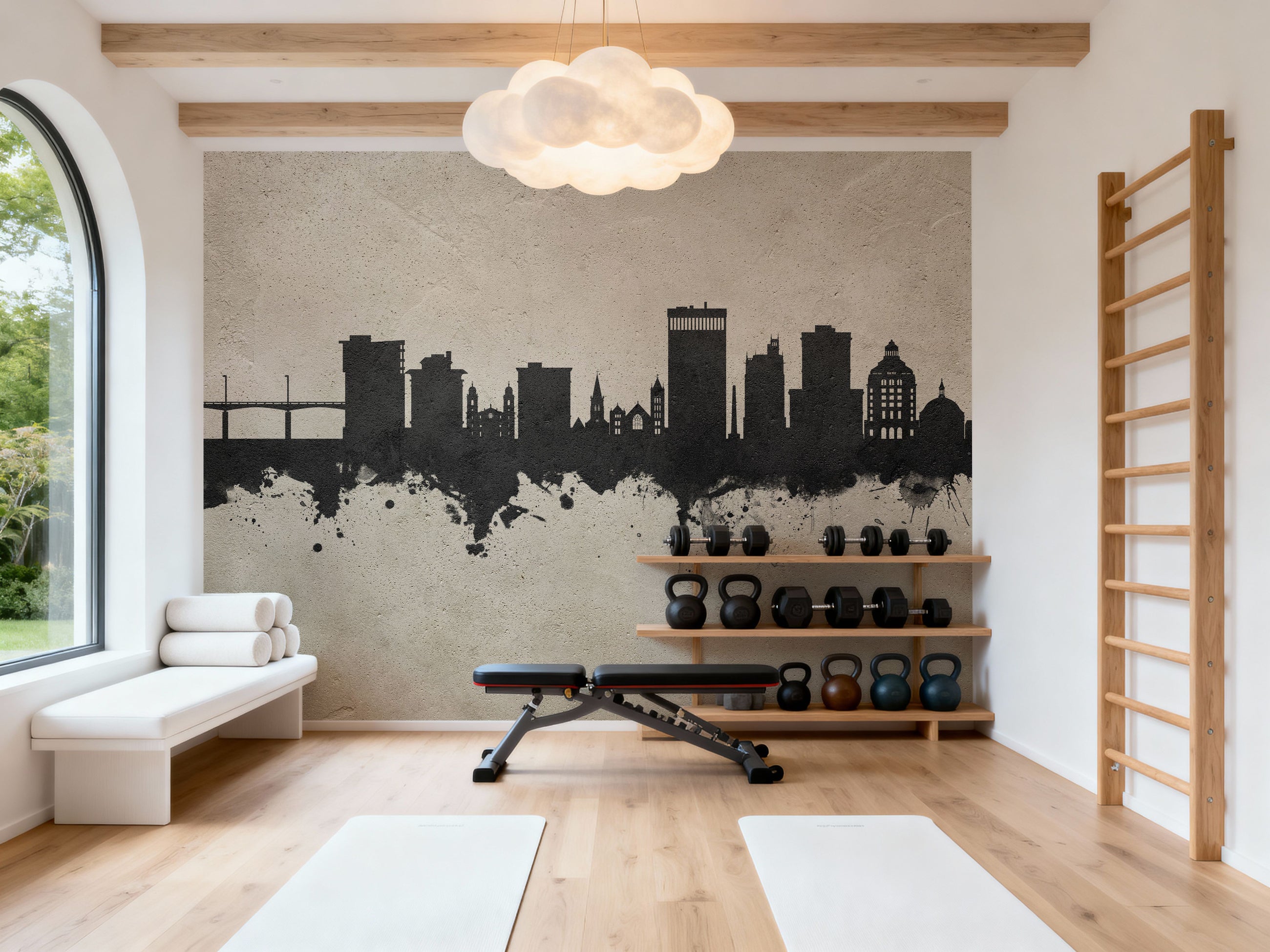 Asheville North Carolina Skyline Concrete Mural Wallpaper