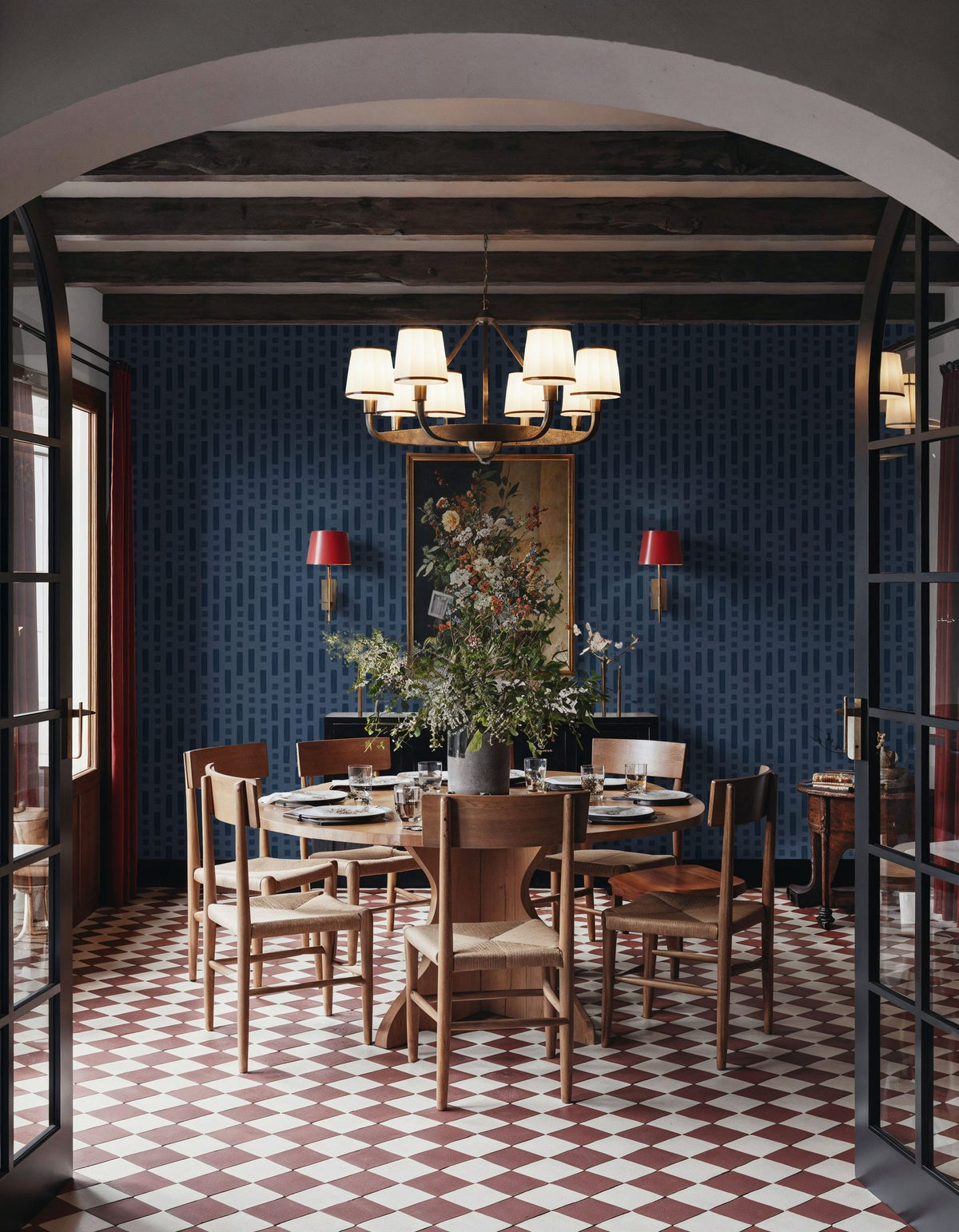 Coastal Signals Dark Blue Mural Wallpaper - room preview 06