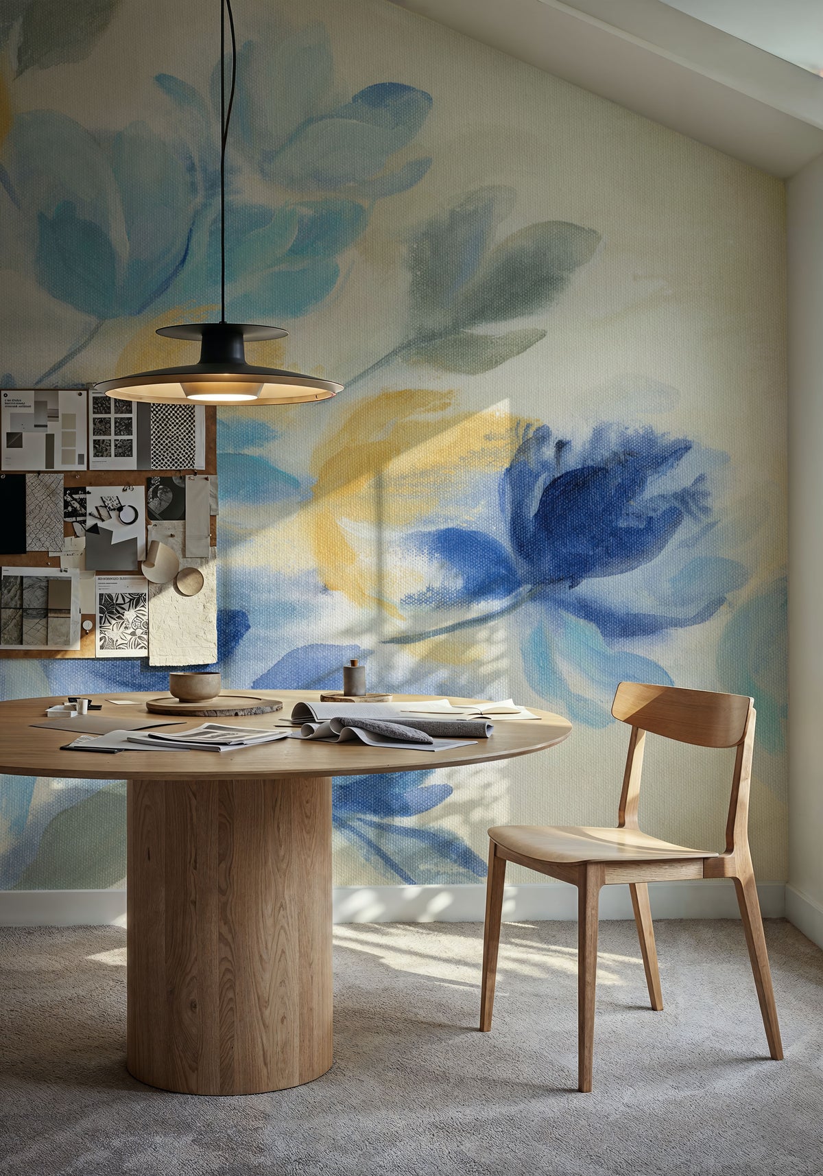 Sapphire Blue Floral II Mural Wallpaper - room preview 06