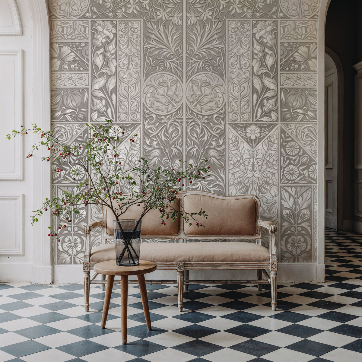 Flower Collection, Ecru Mural Wallpaper - room preview 06
