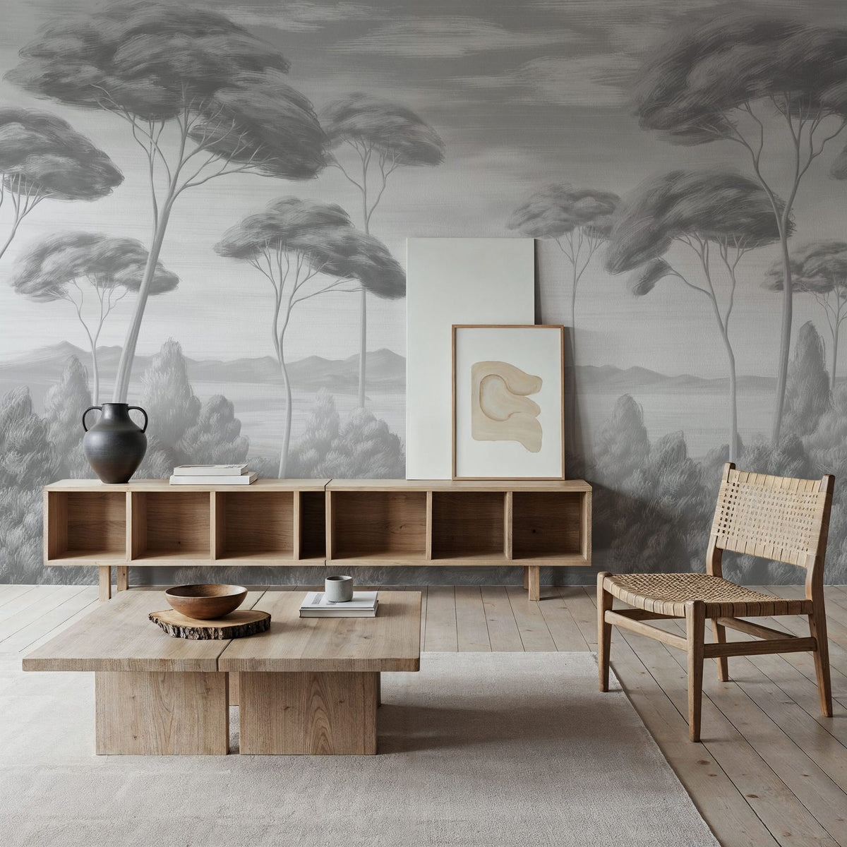 Verdant Horizon, Pewter Mural Wallpaper - room preview 06