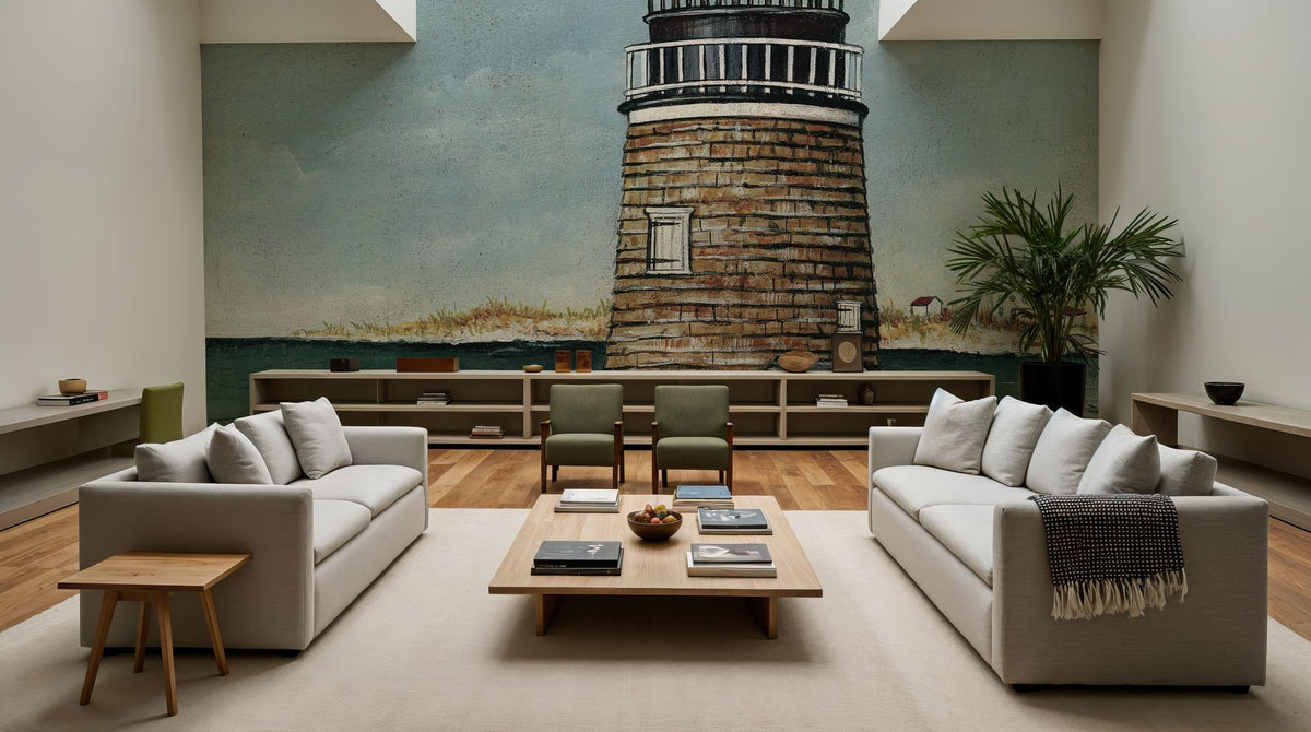 Beach House Mural Wallpaper - Neutral Tone - room preview 06