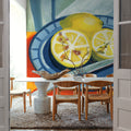 Sliced Lemons on Plates Mural Wallpaper - room preview 06