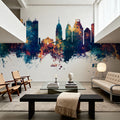 San Antonio Texas Skyline Blue & Bronze Mural Wallpaper - room preview 06