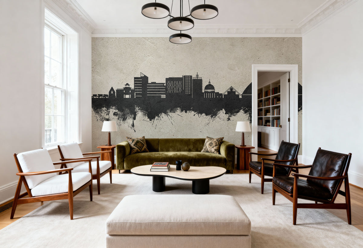 Milton Keynes England Skyline Concrete Mural Wallpaper - room preview 06