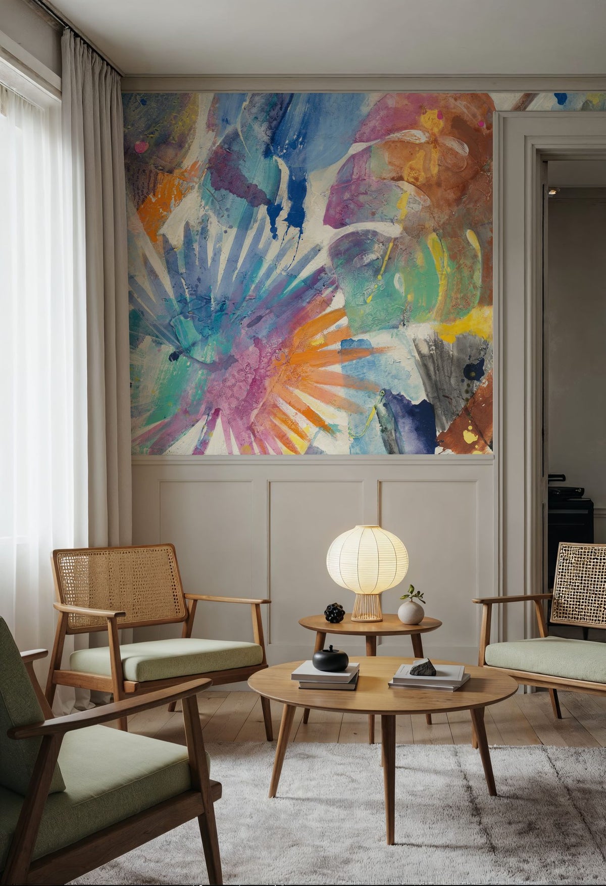 Palm Abstract Mural Wallpaper - room preview 06