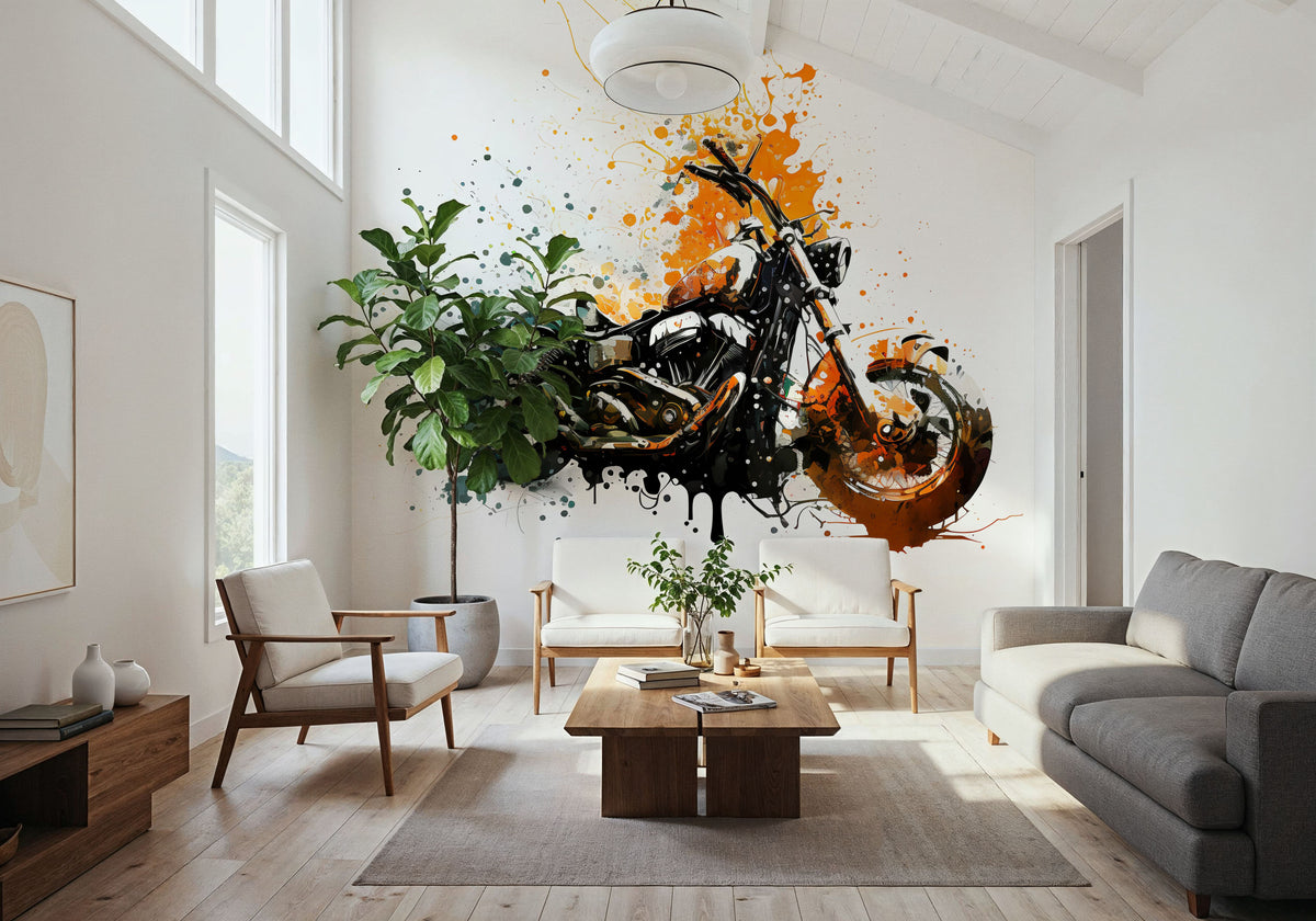 Motorcycle Action Mural Wallpaper - room preview 06