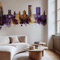 Kingston Upon Thames England Skyline Purple & Gold Mural Wallpaper - room preview 06