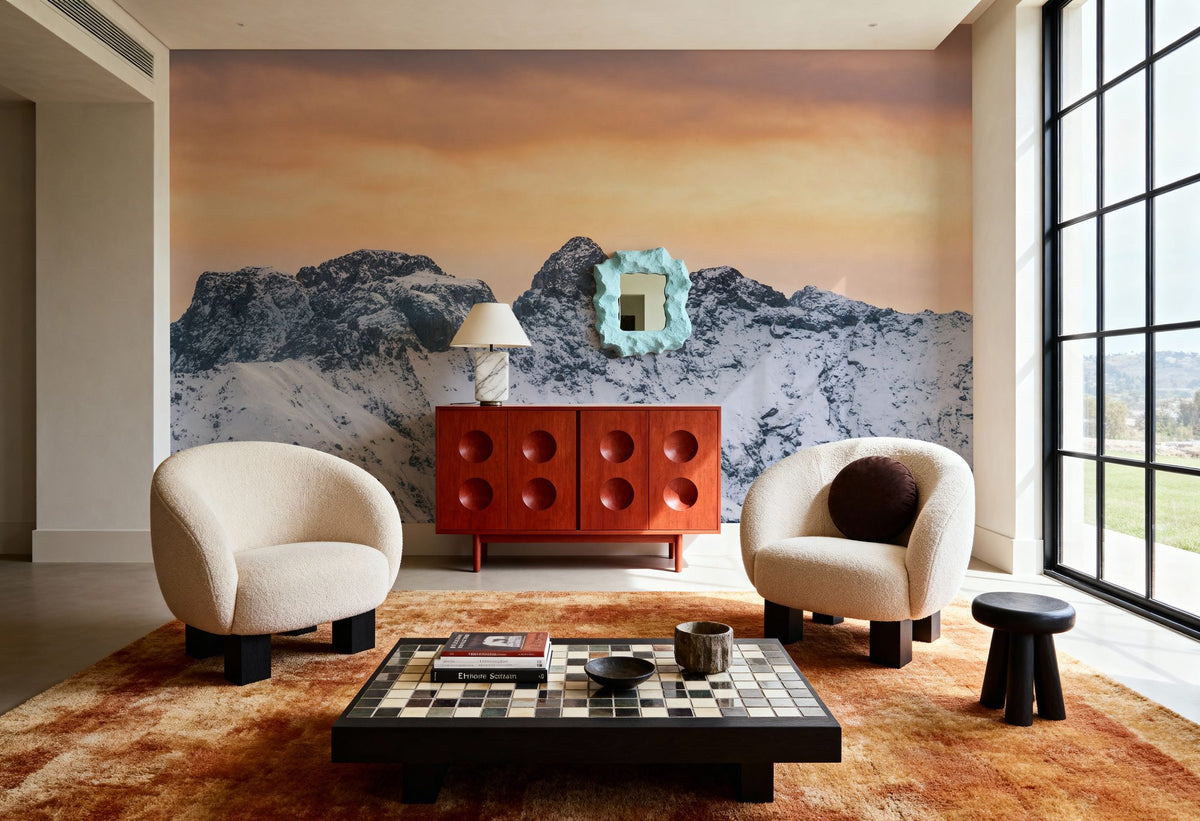 Snowy Mountain Ridge Mural Wallpaper - room preview 06