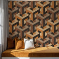 Stacking Wood Mural Wallpaper - room preview 06