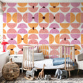 Homley Retro Shapes, Pink Mural Wallpaper - room preview 06