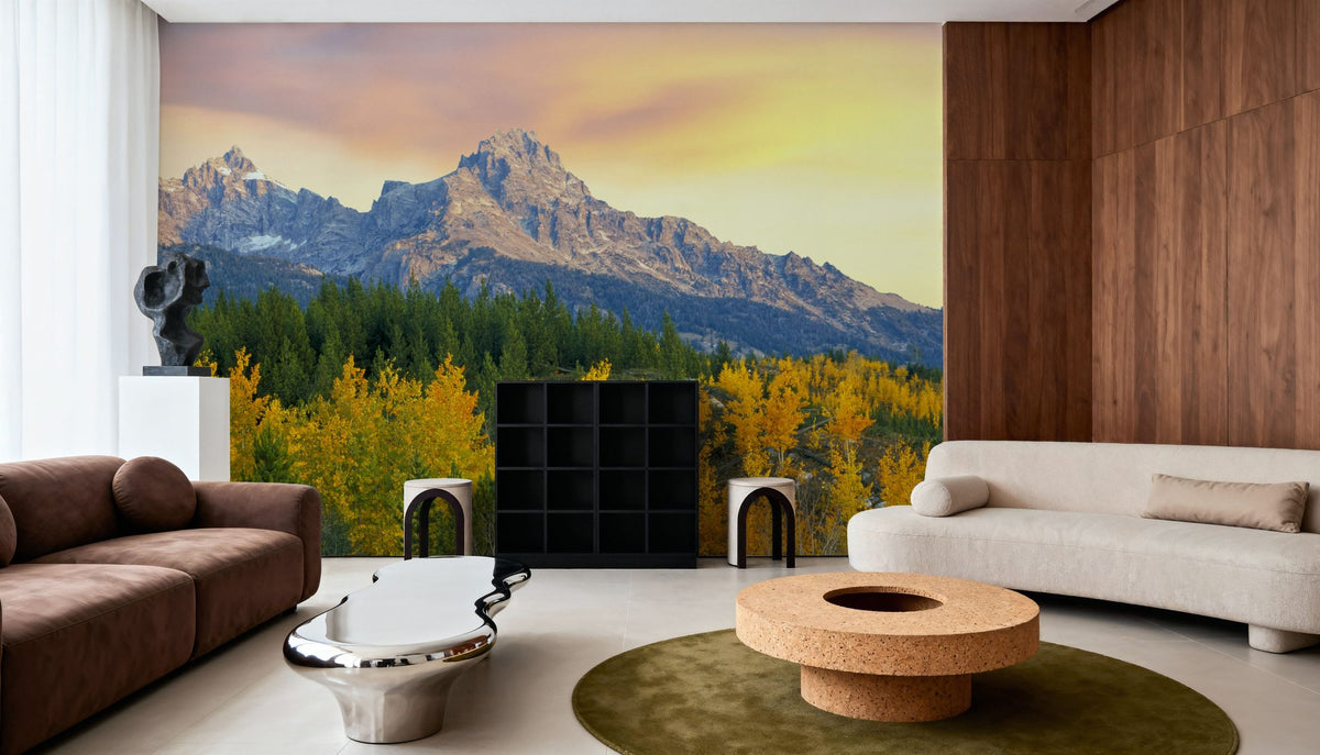 Golden Mountain Majesty Mural Wallpaper - room preview 06