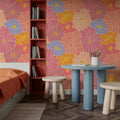 Cool Fluid Flowers, Pink Mural Wallpaper - room preview 06