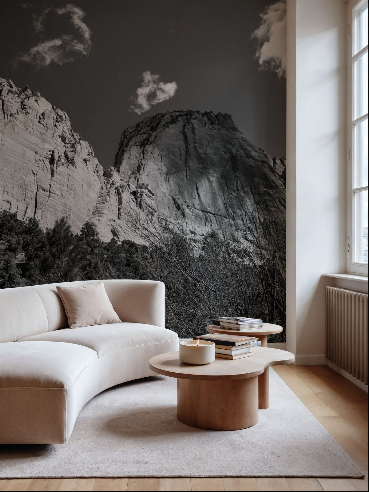 Kolob Canyons Black & White Mural Wallpaper - room preview 06