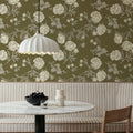 Peony Passion, Khaki Mural Wallpaper - room preview 06