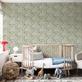 Flutterby Flowers Beige Mural Wallpaper - room preview 06
