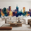 Lagos Nigeria Skyline Blue & Bronze Mural Wallpaper - room preview 06
