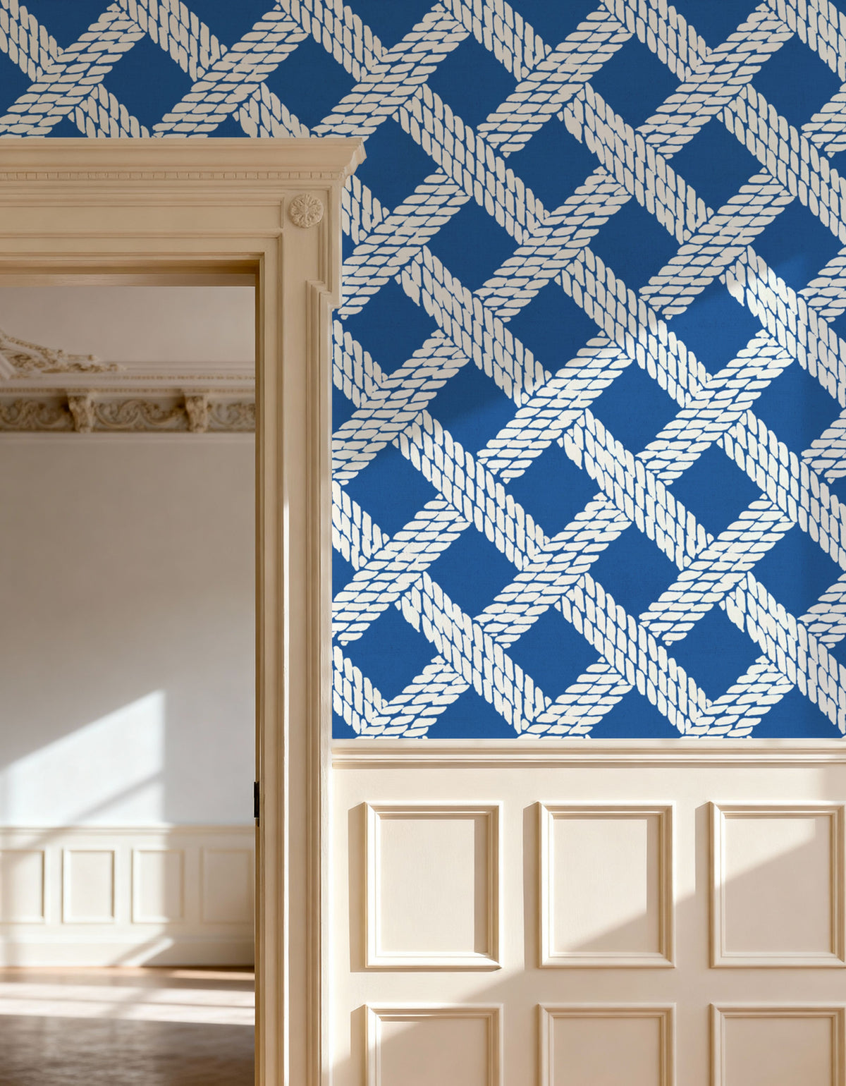 Seafood Shanty White on Blue I Mural Wallpaper - room preview 06