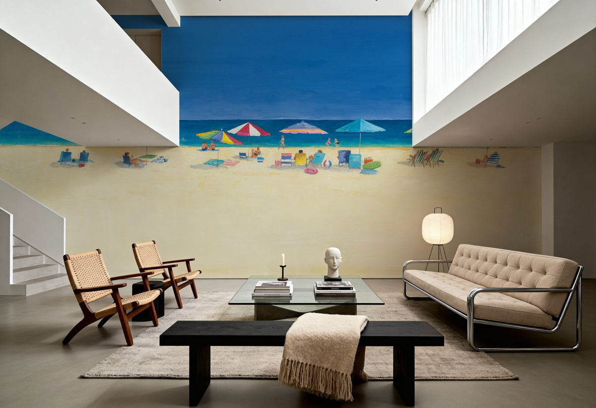 Day At the Beach Mural Wallpaper - Blue Tone - room preview 06