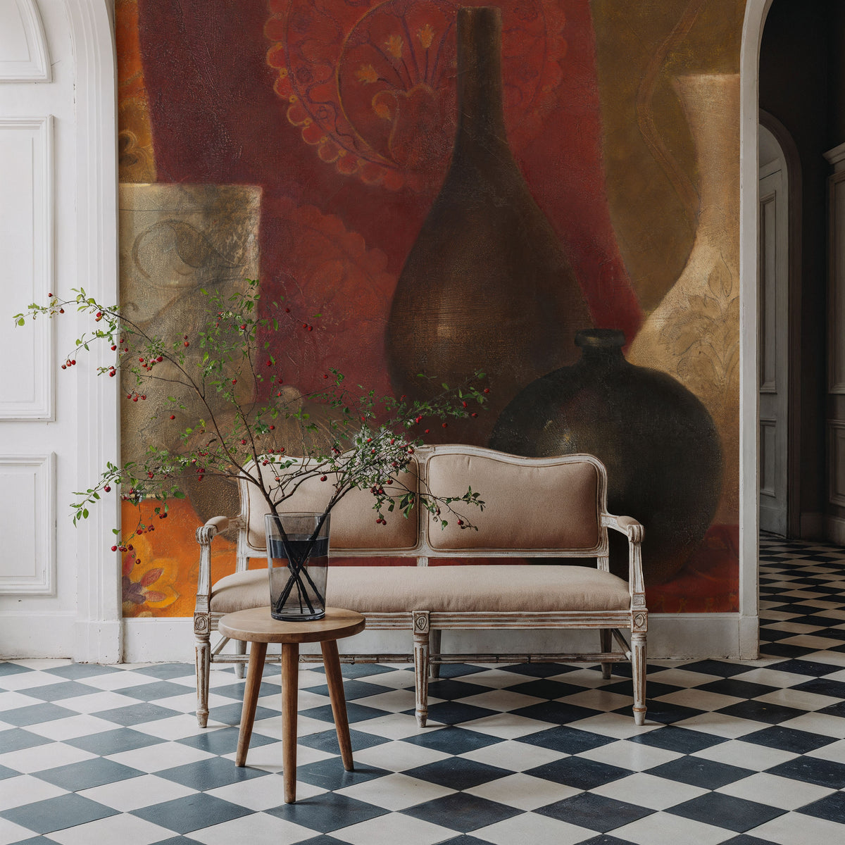 Patterned Vessels Mural Wallpaper - room preview 06