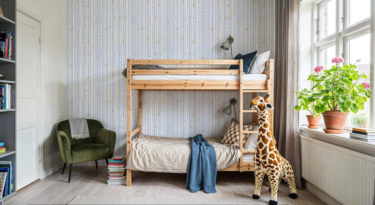 Forest View, Sky Blue Mural Wallpaper - room preview 06