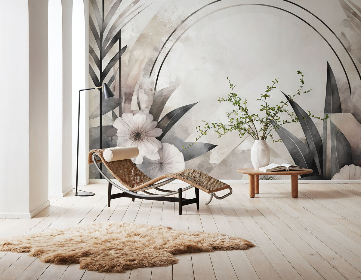 Floral Abstract Soft Mural Wallpaper - room preview 06
