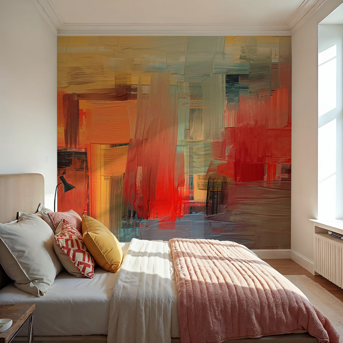 Sense of the City, Yellow and Orange Mural Wallpaper - room preview 06