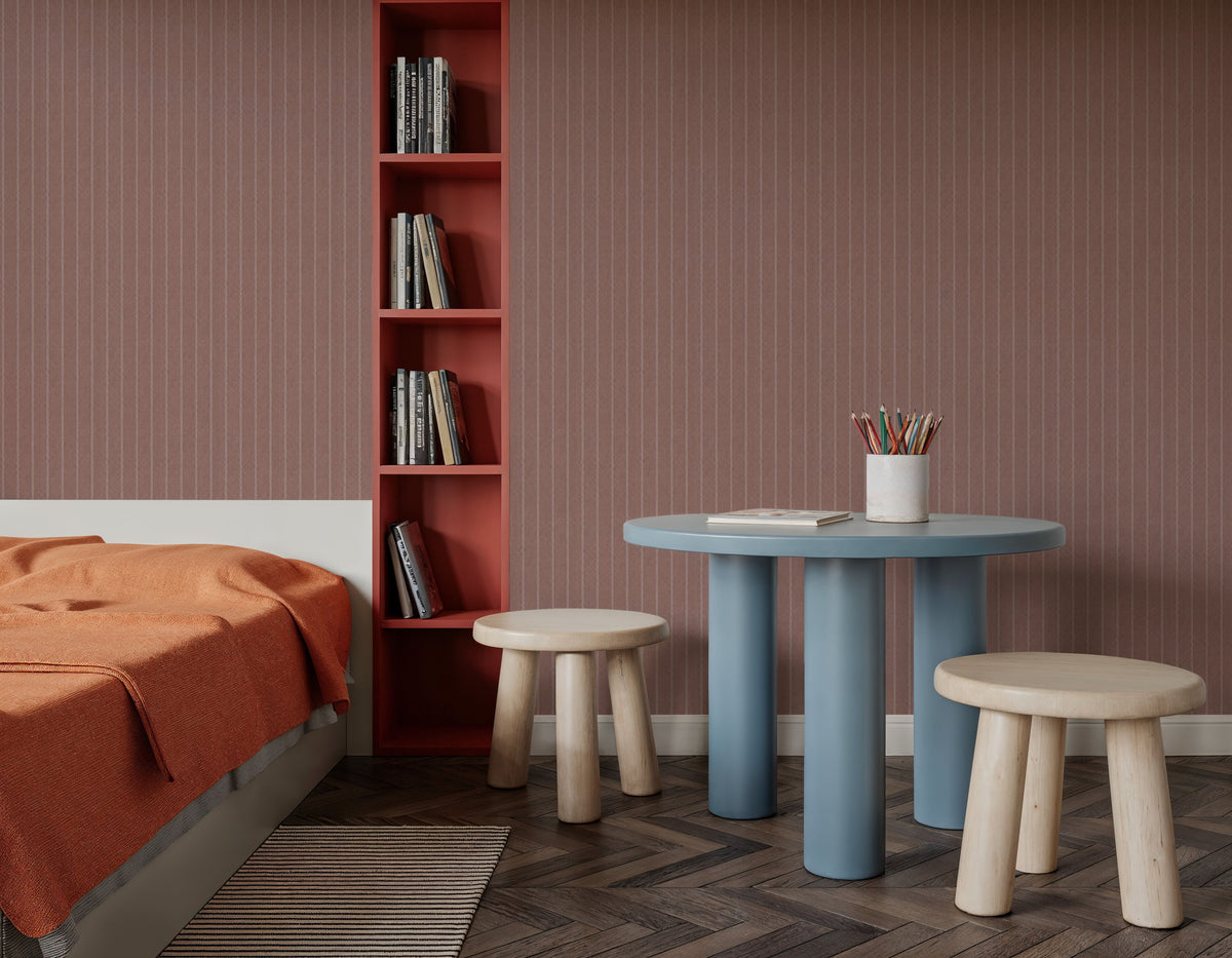 Tailor's Pin Stripe, Brick Dust Mural Wallpaper - room preview 06