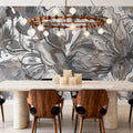 Seeing Through Leaves Gray Mural Wallpaper - room preview 06
