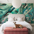 Oceanic Serenade Scene in Art Deco Mural Wallpaper - room preview 06