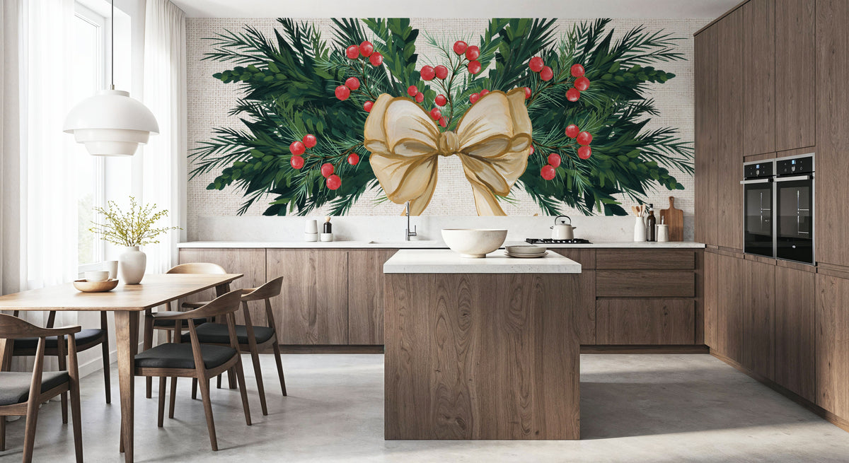 Evergreen Christmas I Mural Wallpaper - room preview 06