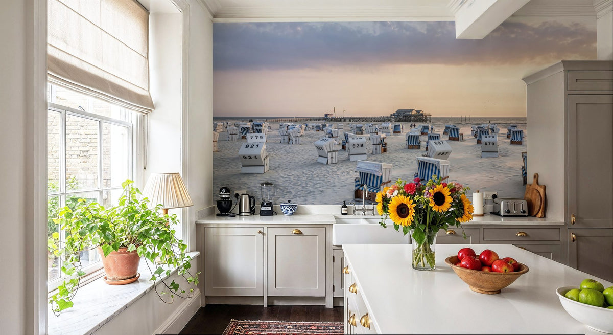 German Beach Sunrise Mural Wallpaper - room preview 06